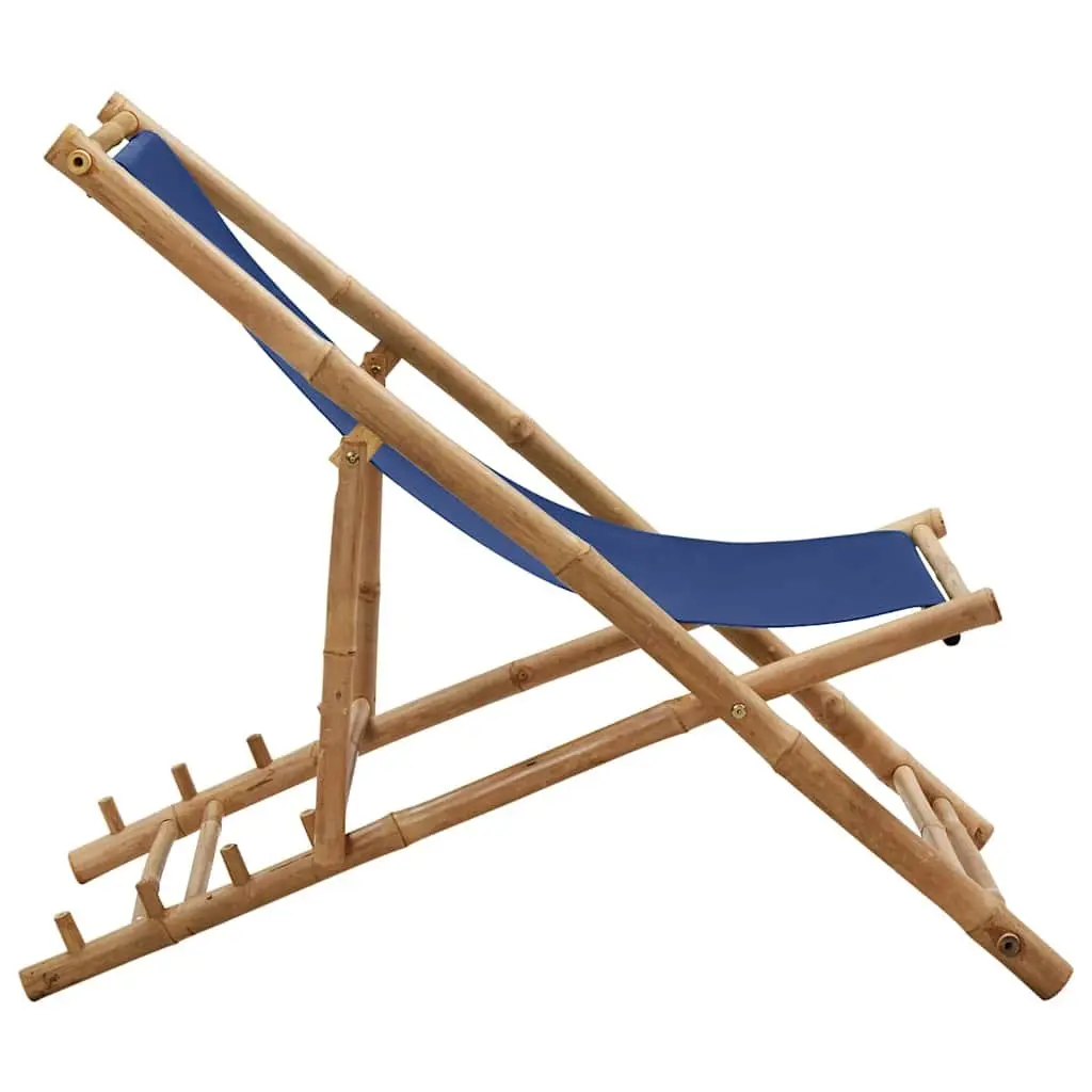 Navy Blue Bamboo Deck Chair for Outdoor Use