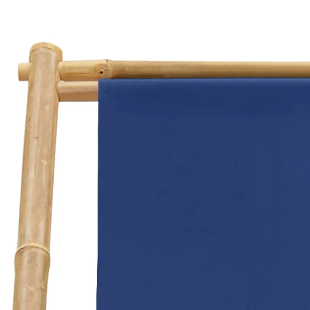 Navy Blue Bamboo Deck Chair for Outdoor Use