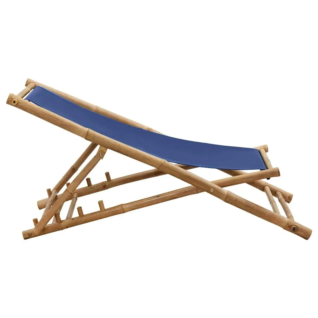 Navy Blue Bamboo Deck Chair for Outdoor Use