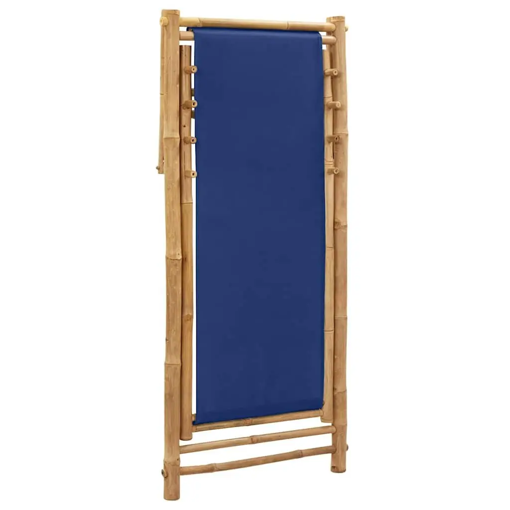 Navy Blue Bamboo Deck Chair for Outdoor Use