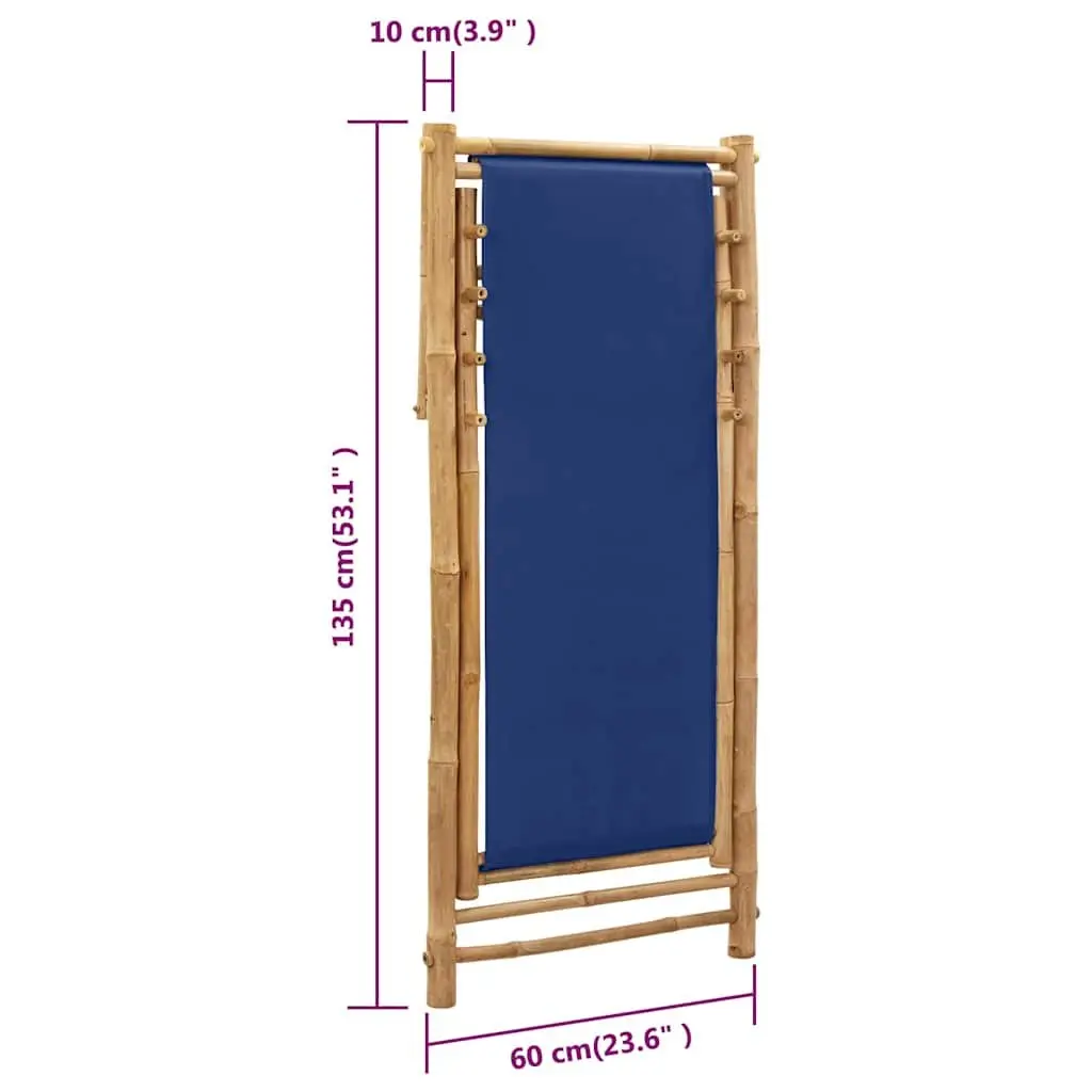 Navy Blue Bamboo Deck Chair for Outdoor Use