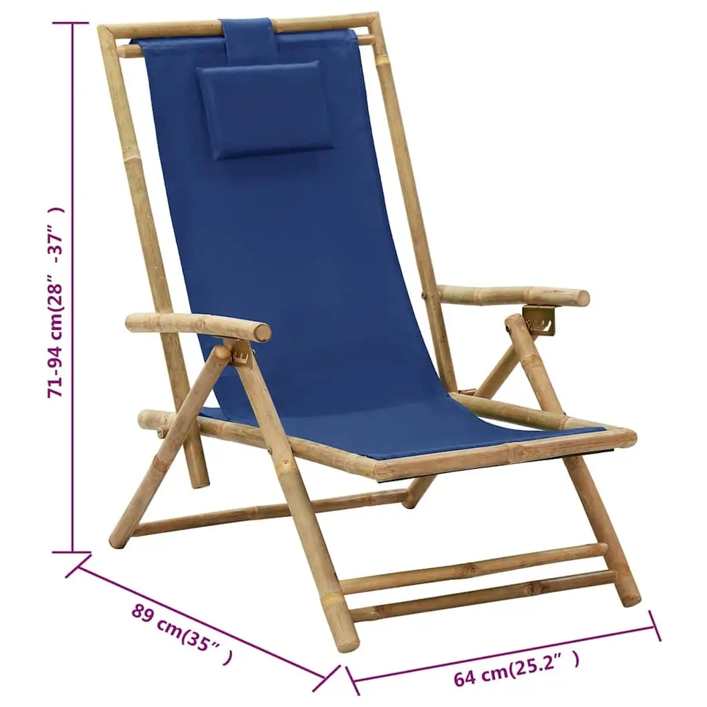 Blue Bamboo Folding Chair for Relaxation