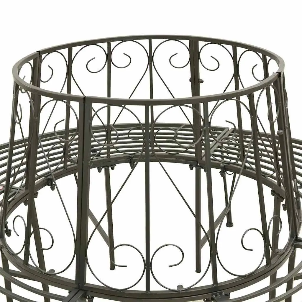 Circular Outdoor Tree Bench Grey Steel 160cm Half Round Seating for Garden and Patio