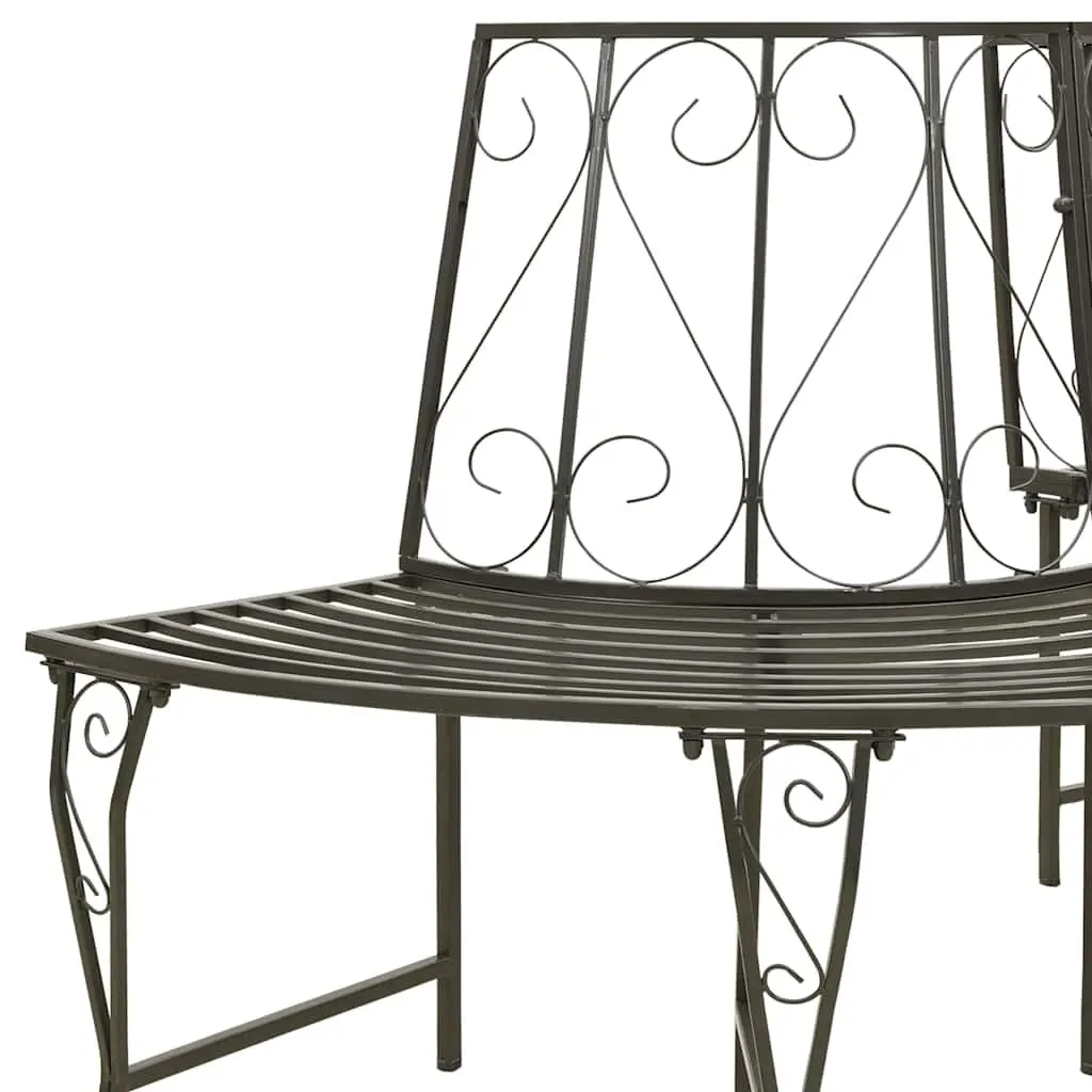 Half Round Tree Bench 160cm Outdoor Seating Steel Garden Furniture Grey