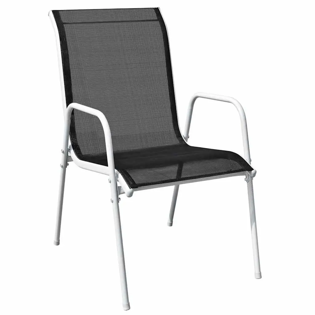 Stackable Outdoor Chairs Set 2 pcs Garden Patio Seating Steel Frame Black