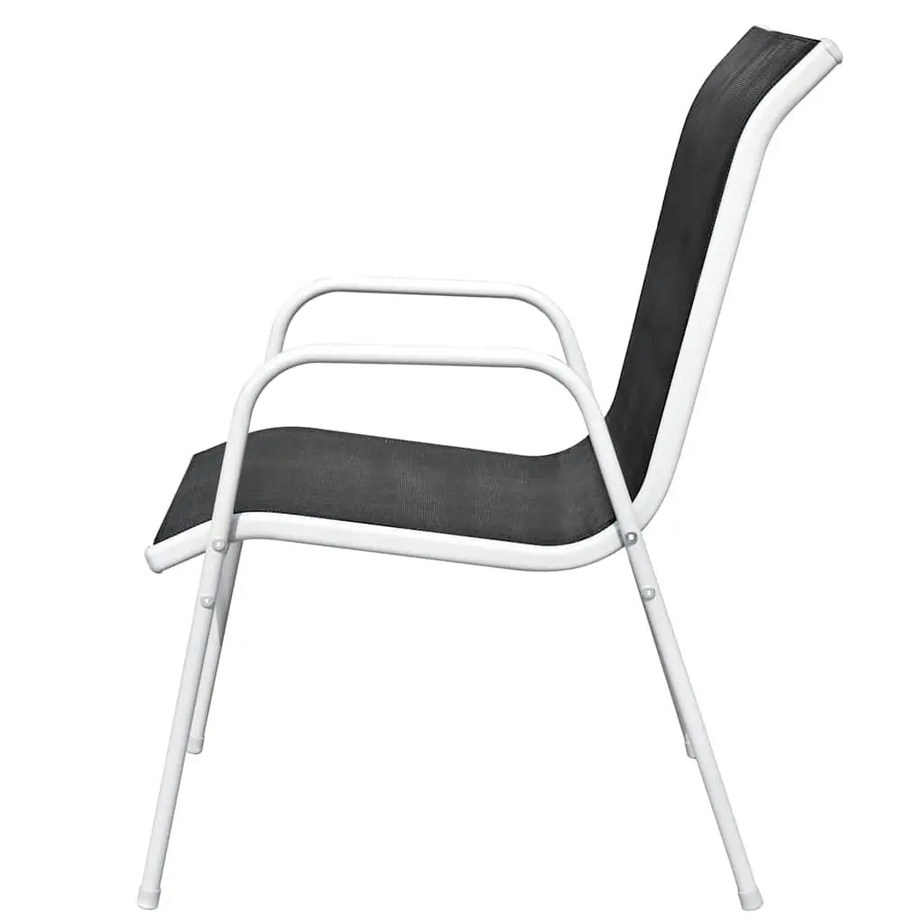 Stackable Outdoor Chairs Set 2 pcs Garden Patio Seating Steel Frame Black
