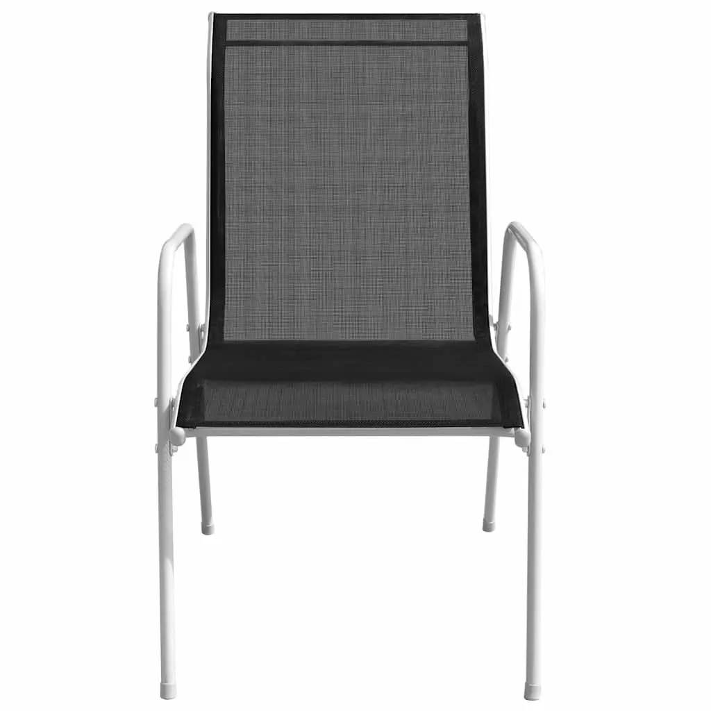 Outdoor Garden Armchairs Set of 4 Black Steel and Textilene Stackable Patio Seating