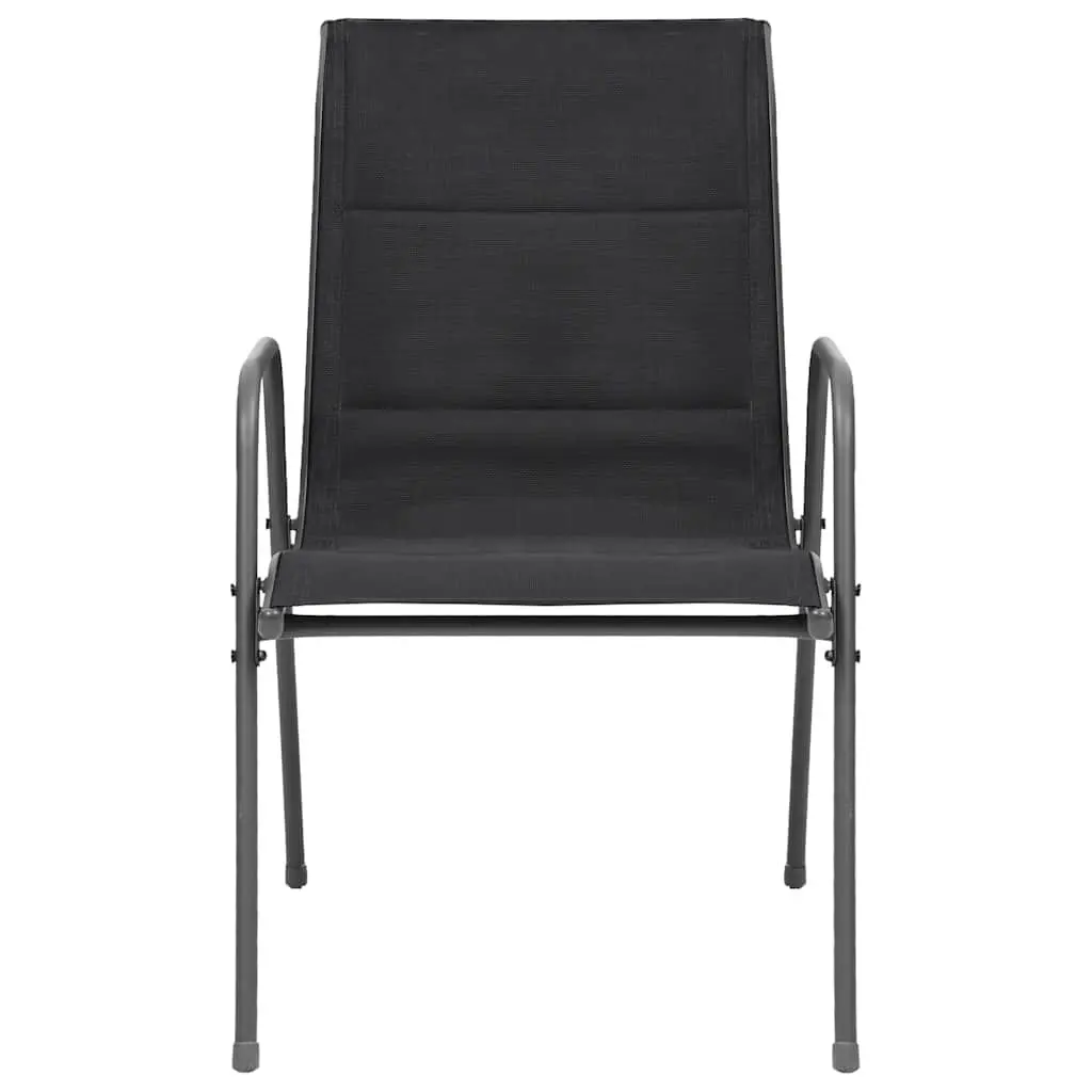 Stackable Outdoor Chairs Garden Patio Seating Set 4 Piece Steel Frame Black