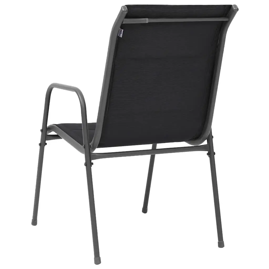 Stackable Outdoor Chairs Garden Patio Seating Set 4 Piece Steel Frame Black