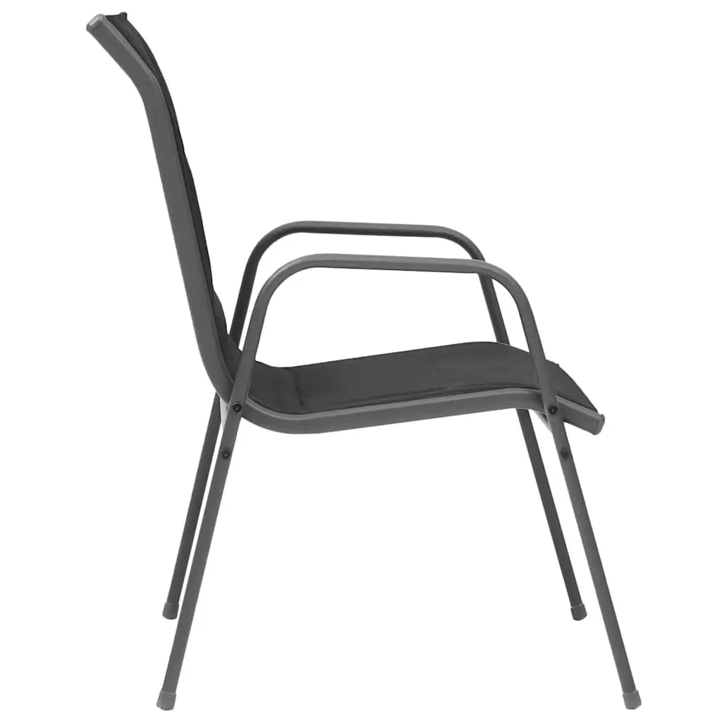 Stackable Outdoor Chairs Garden Patio Seating Set 4 Piece Steel Frame Black
