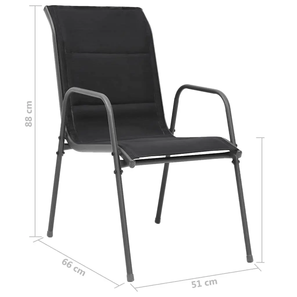 Stackable Outdoor Chairs Garden Patio Seating Set 4 Piece Steel Frame Black