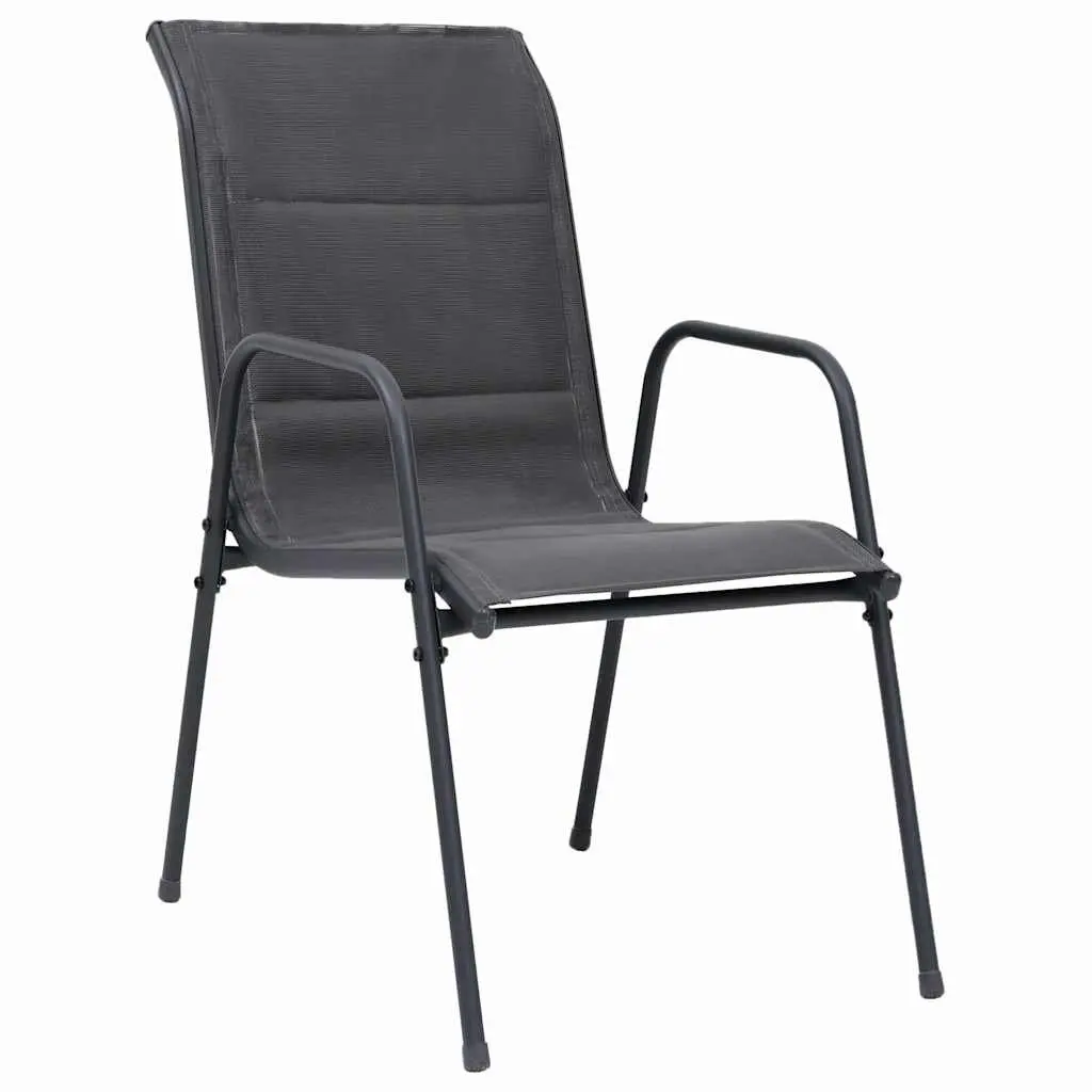 Stackable Outdoor Dining Chairs Set 6pc Garden Patio Seating Anthracite