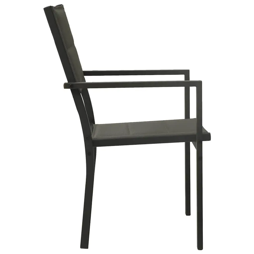 Garden Armchair Set 2 Pieces Steel Textilene Padded Lightweight Stackable Grey