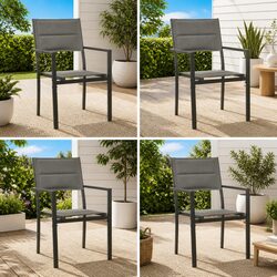 4-Pack Grey Steel and Textilene Outdoor Chairs