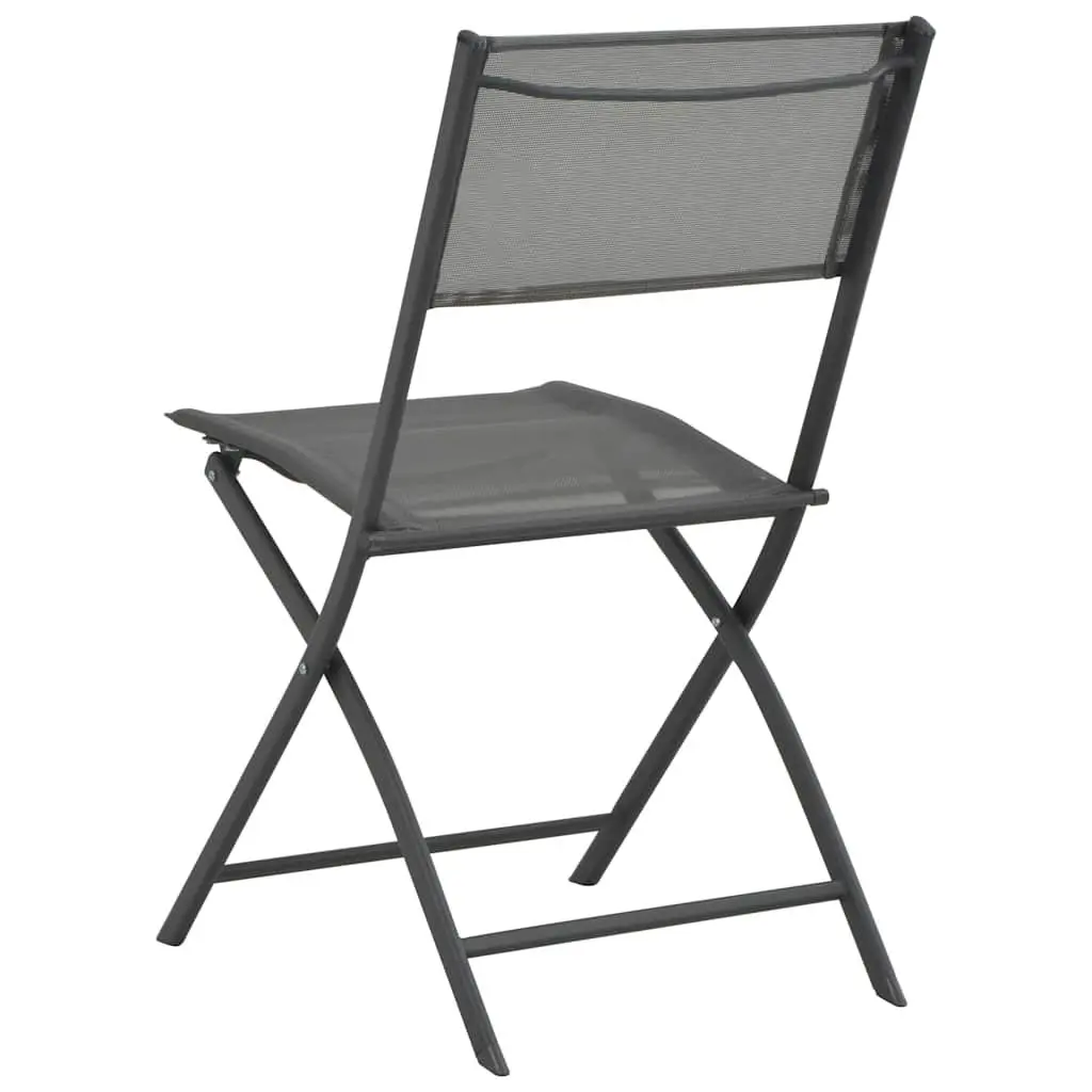 Folding Outdoor Chairs Garden Seating 4 Piece Grey Steel Frame Textilene