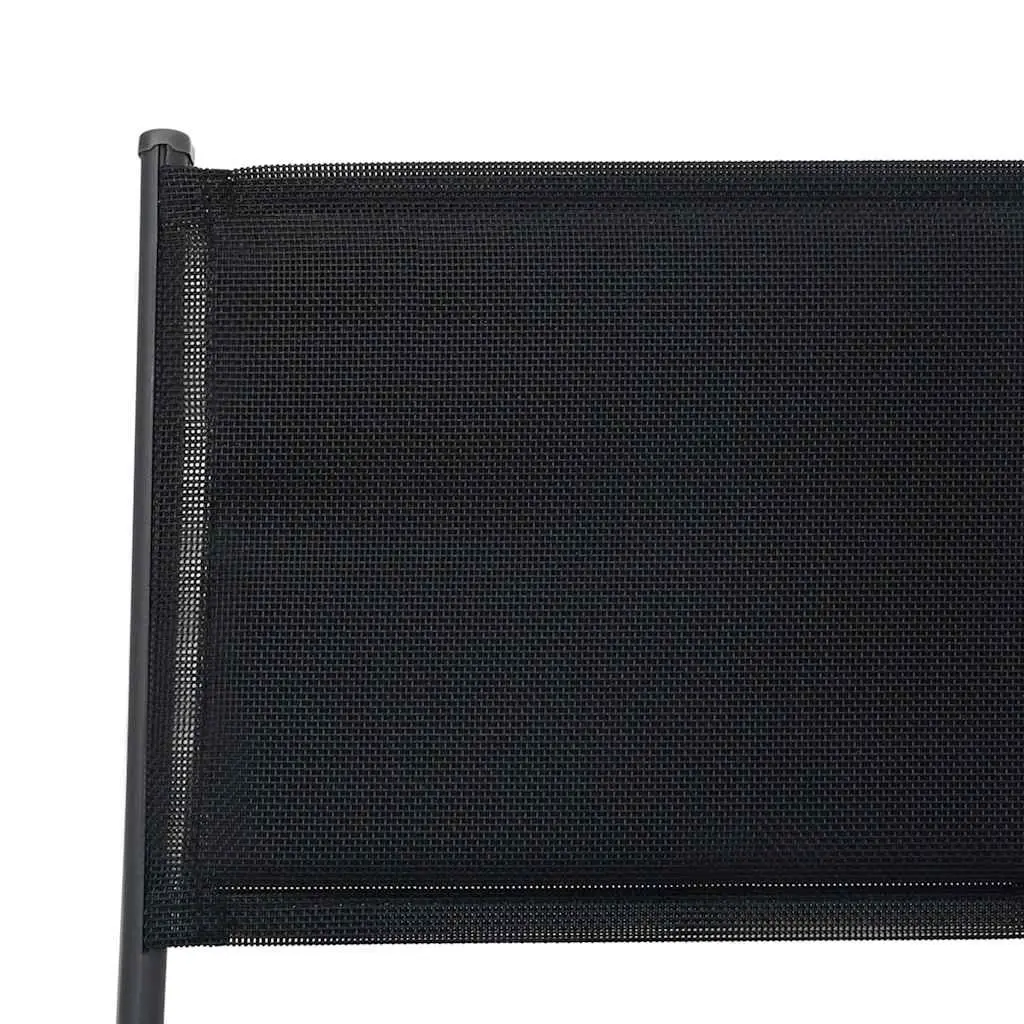 Folding Outdoor Chairs Garden Seating 2 Piece Steel Frame Textilene Black