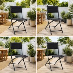 Value-Packed 4 Piece Folding Chair Set in Black
