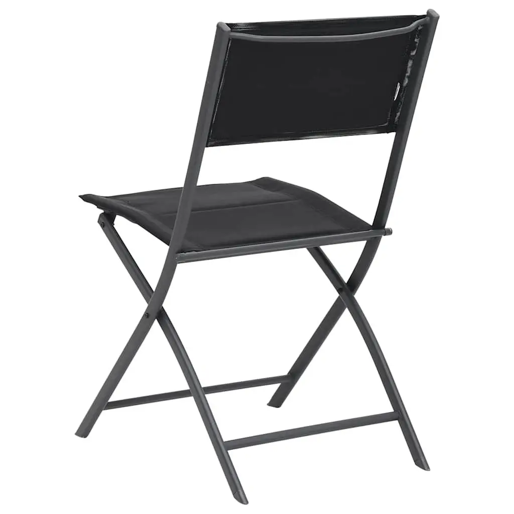 Folding Chairs Set 4 Piece Outdoor Indoor Use Steel Frame Black