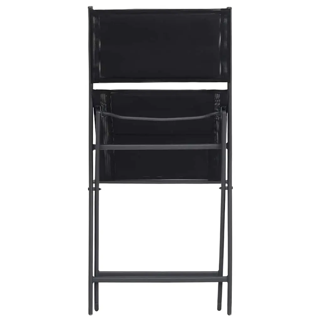 Folding Chairs Set 4 Piece Outdoor Indoor Use Steel Frame Black