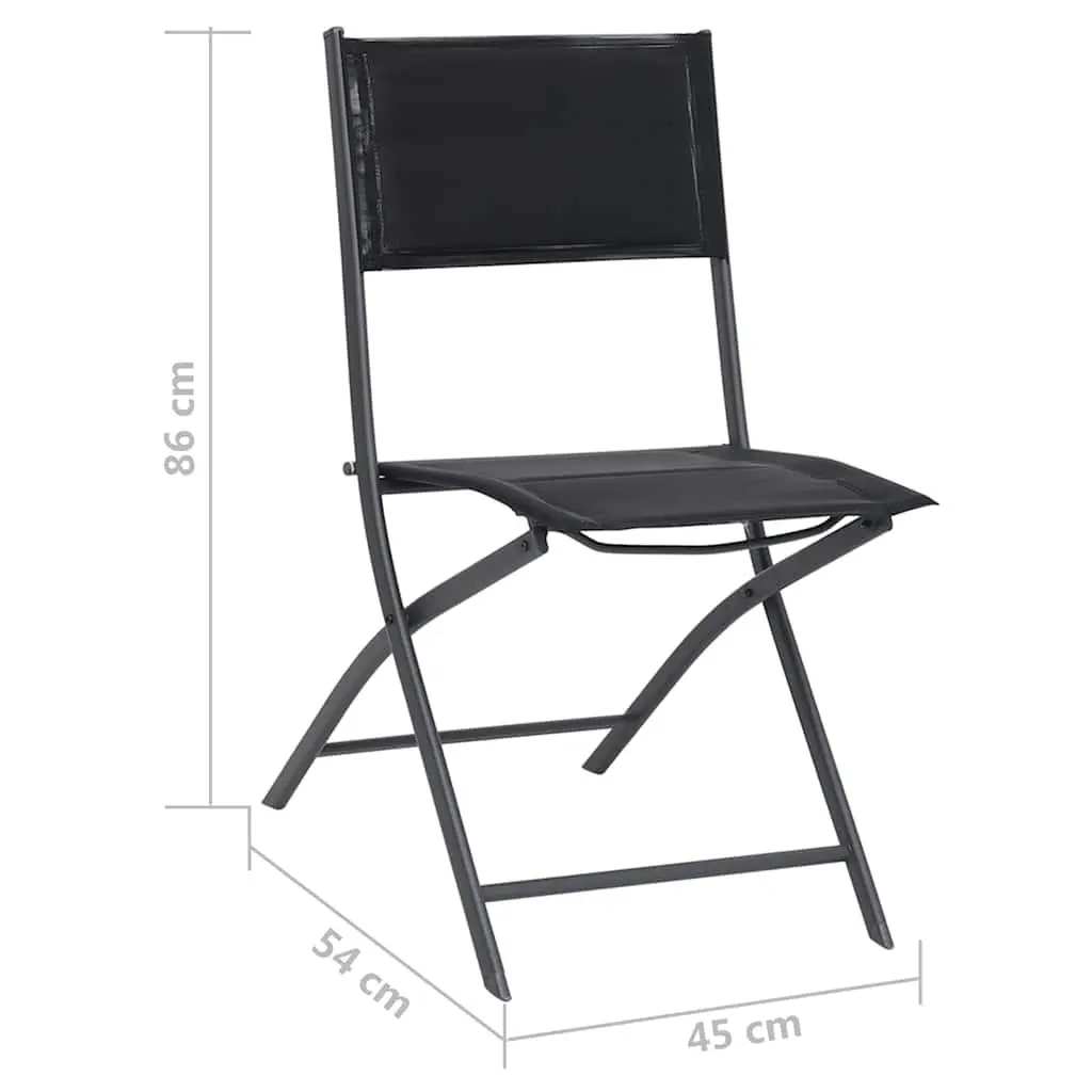 Folding Chairs Set 4 Piece Outdoor Indoor Use Steel Frame Black