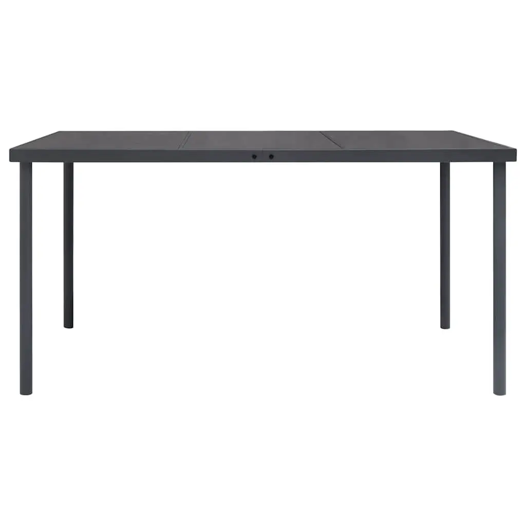 Outdoor Dining Table Anthracite 150x90x74 cm Glass Top Steel Legs