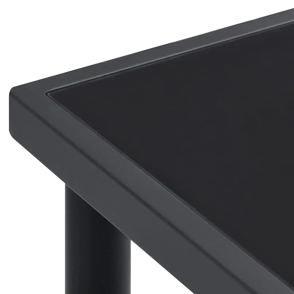 Outdoor Dining Table Anthracite 150x90x74 cm Glass Top Steel Legs