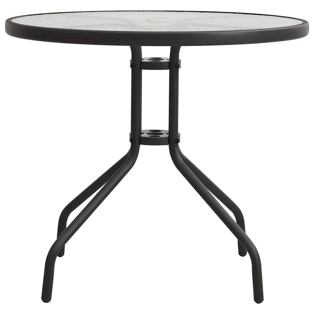 Round Garden Table Outdoor Patio Dining Furniture 80 cm Anthracite Steel Frame
