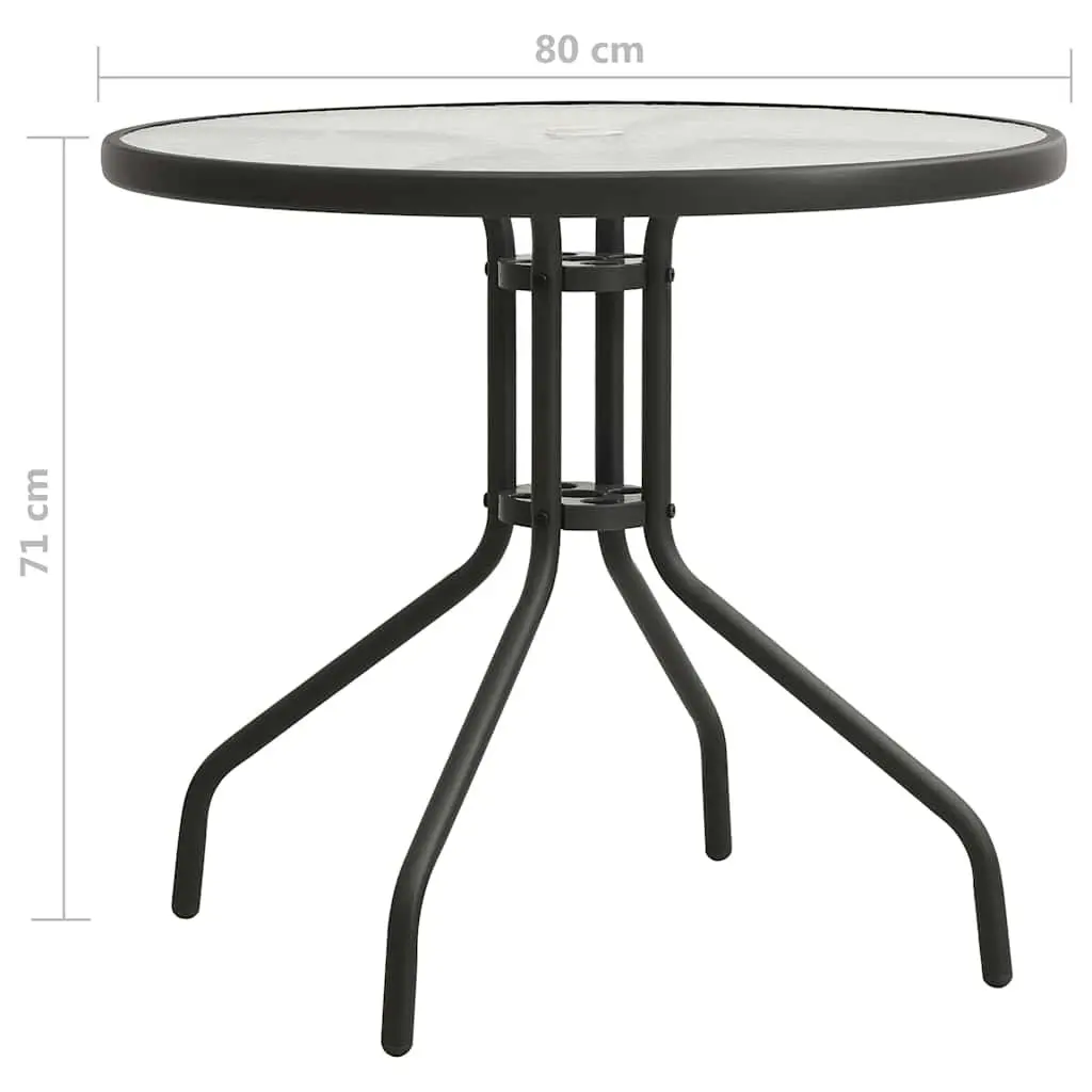 Round Garden Table Outdoor Patio Dining Furniture 80 cm Anthracite Steel Frame