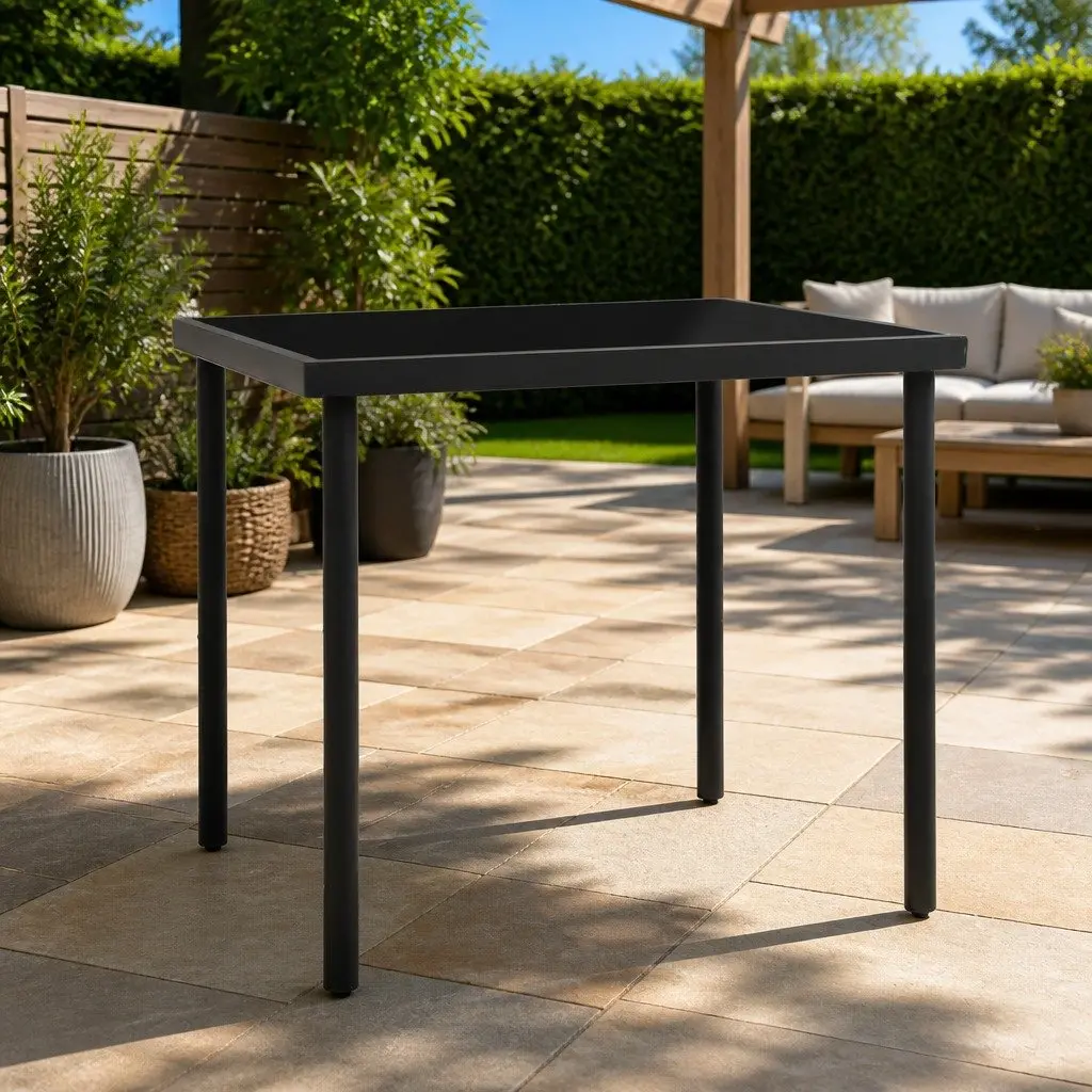 Outdoor Dining Table with Glass Surface