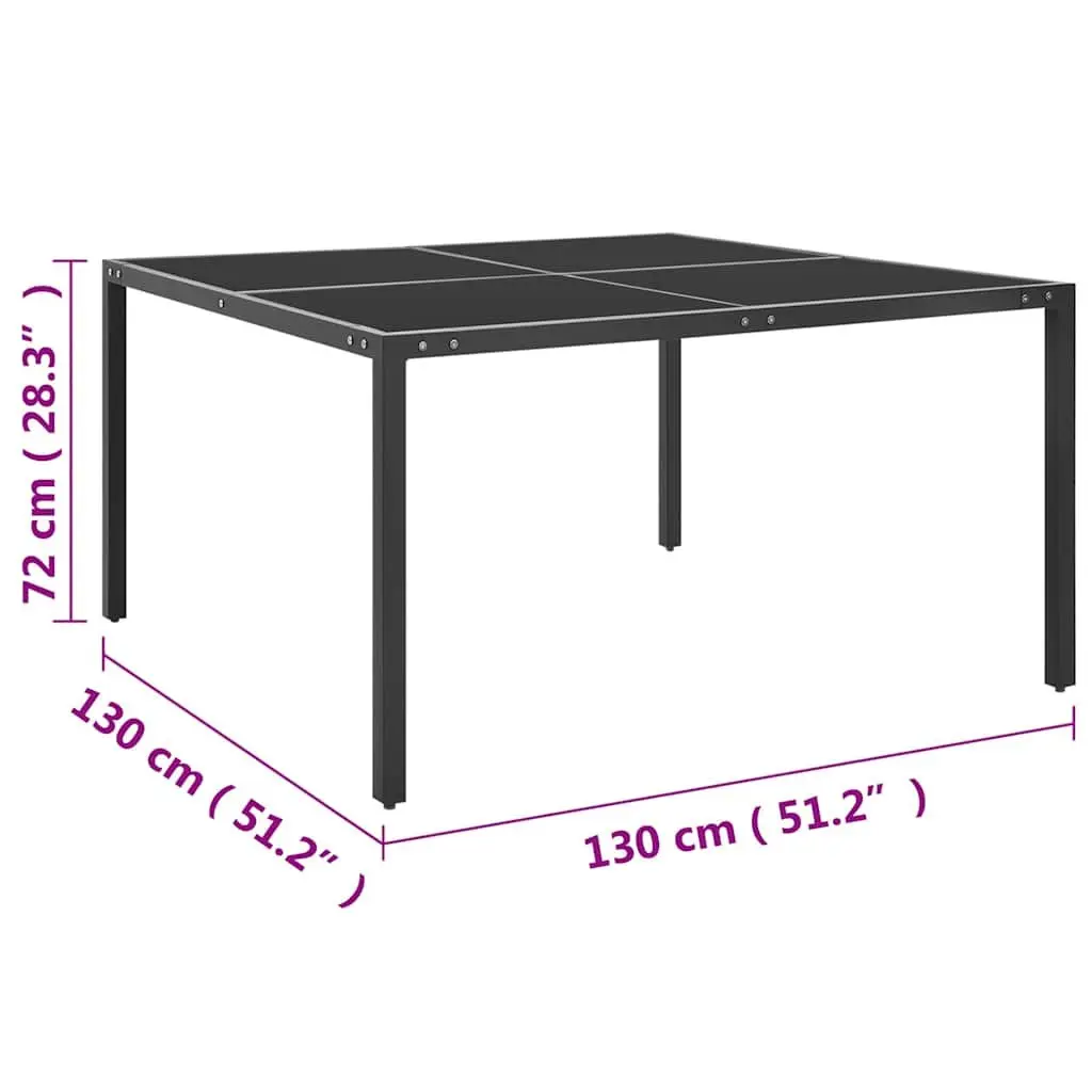 Garden Table 130x130cm with Durable Steel Frame