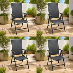 Affordable Black Garden Chair Set - 4 Folding Chairs