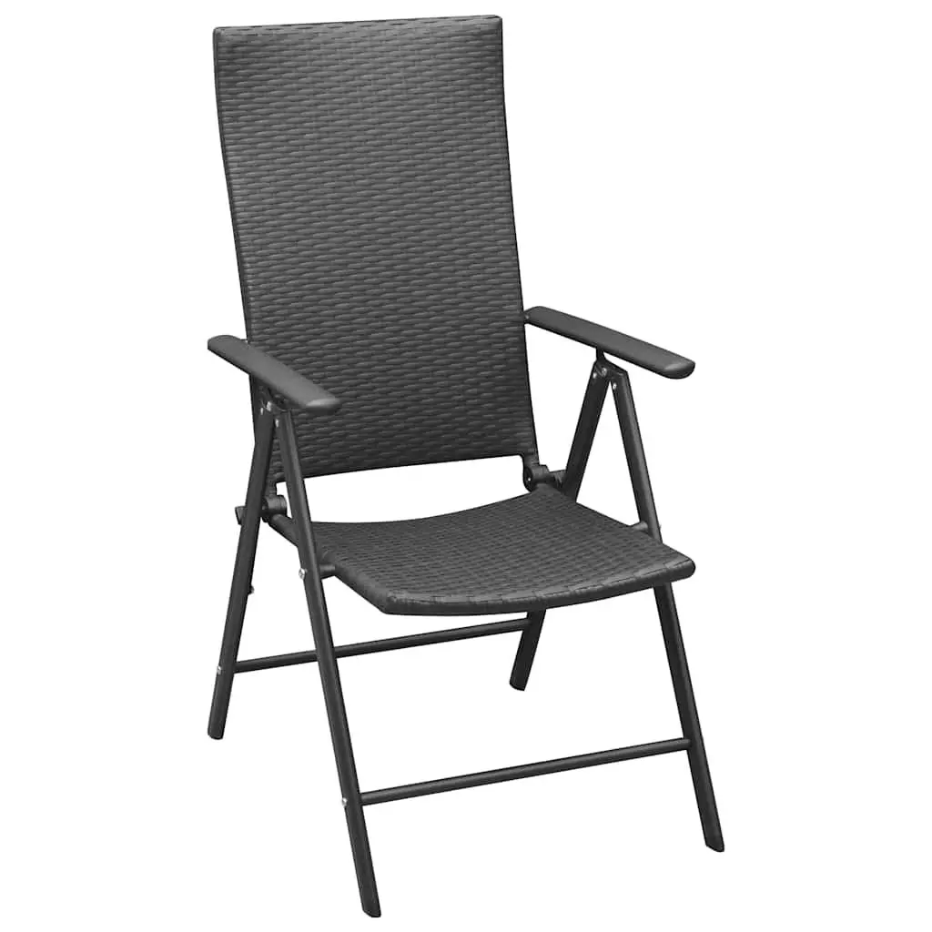 Garden Chairs Reclining Folding 4 Piece Set Black