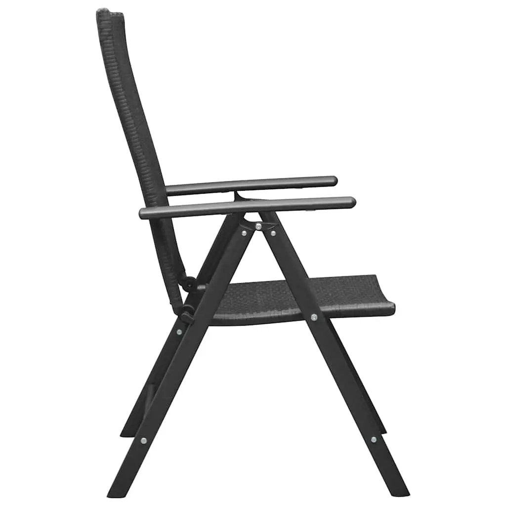 Garden Chairs Reclining Folding 4 Piece Set Black
