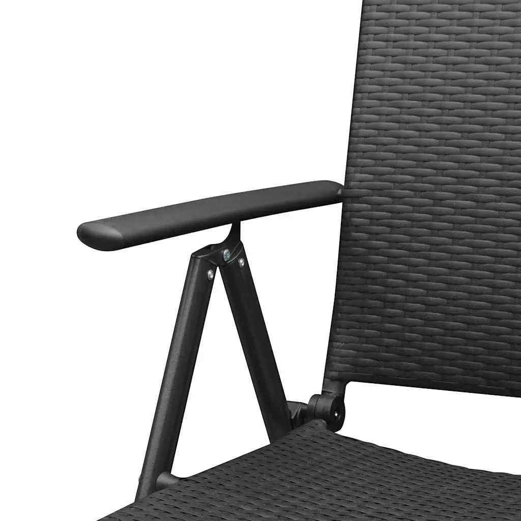 Garden Chairs Reclining Folding 4 Piece Set Black