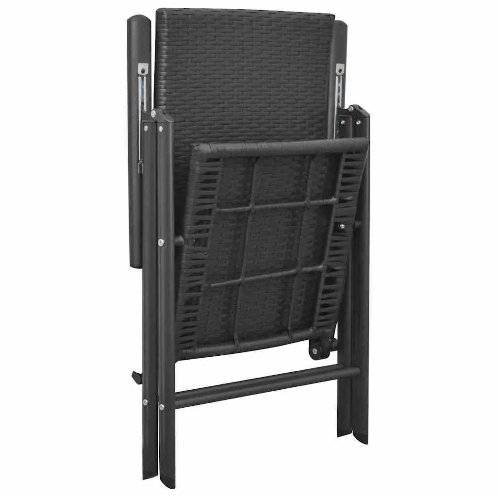 Garden Chairs Reclining Folding 4 Piece Set Black