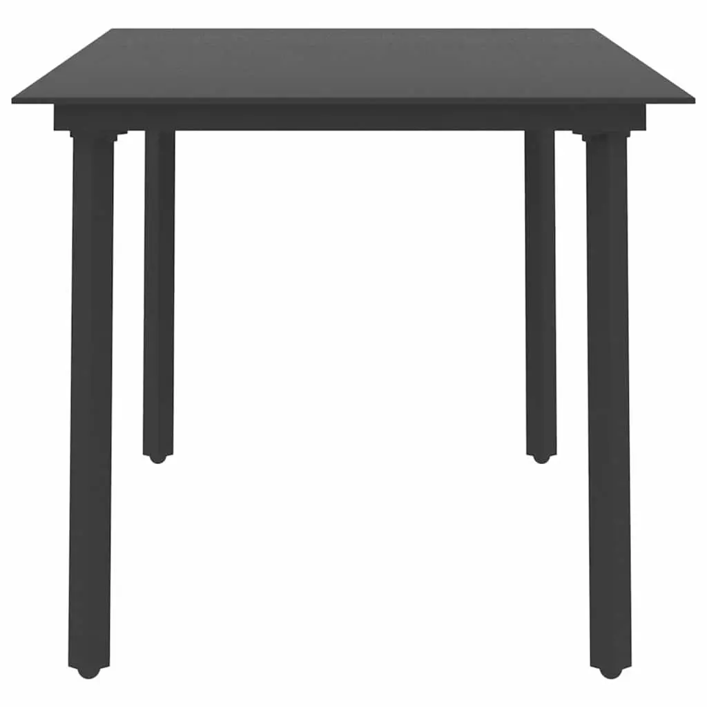 Garden Dining Table Outdoor Use 150 x 80 x 74 cm Black Steel Frame Glass Top