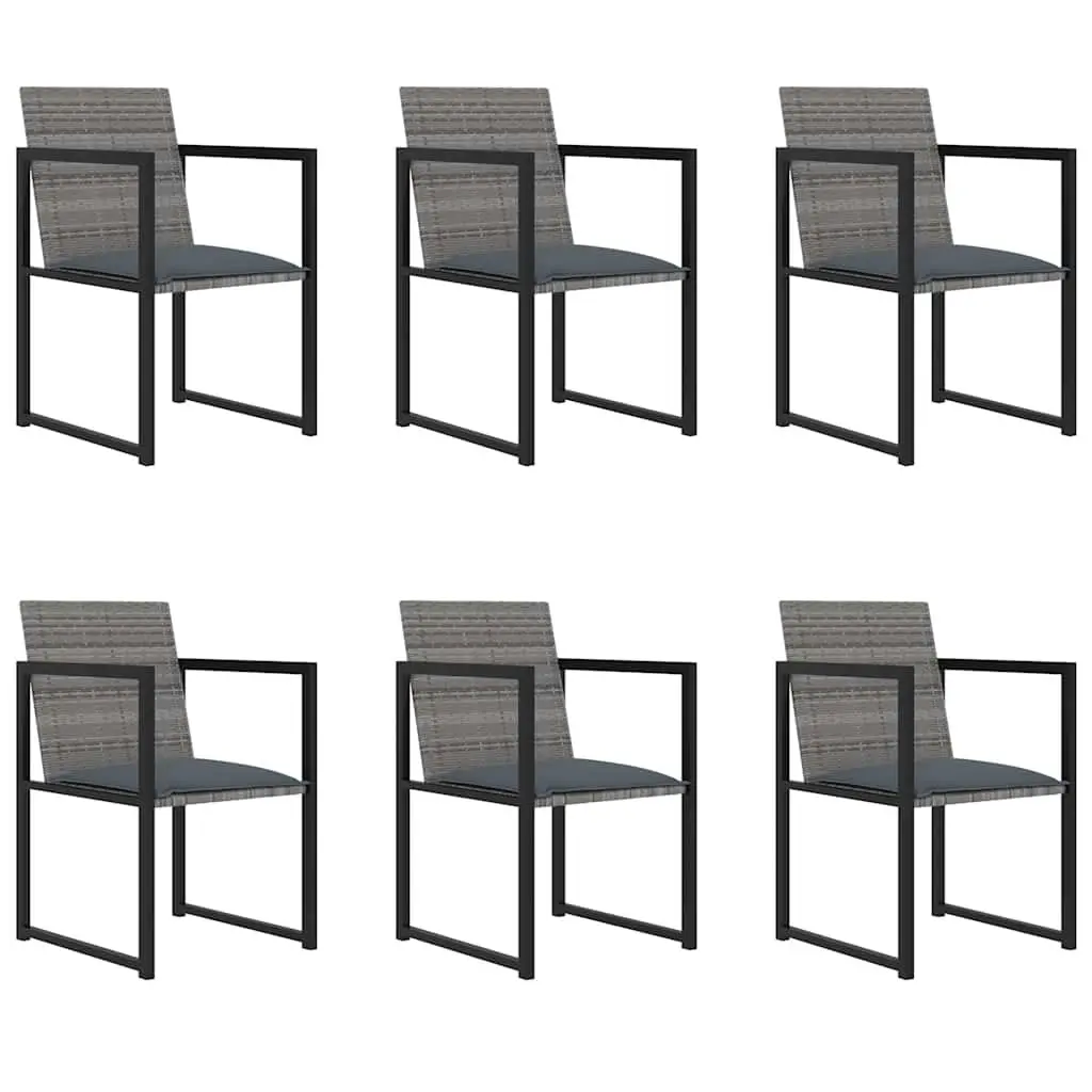 Outdoor Dining Set 7 Piece Patio Furniture Table Chairs with Cushions Grey