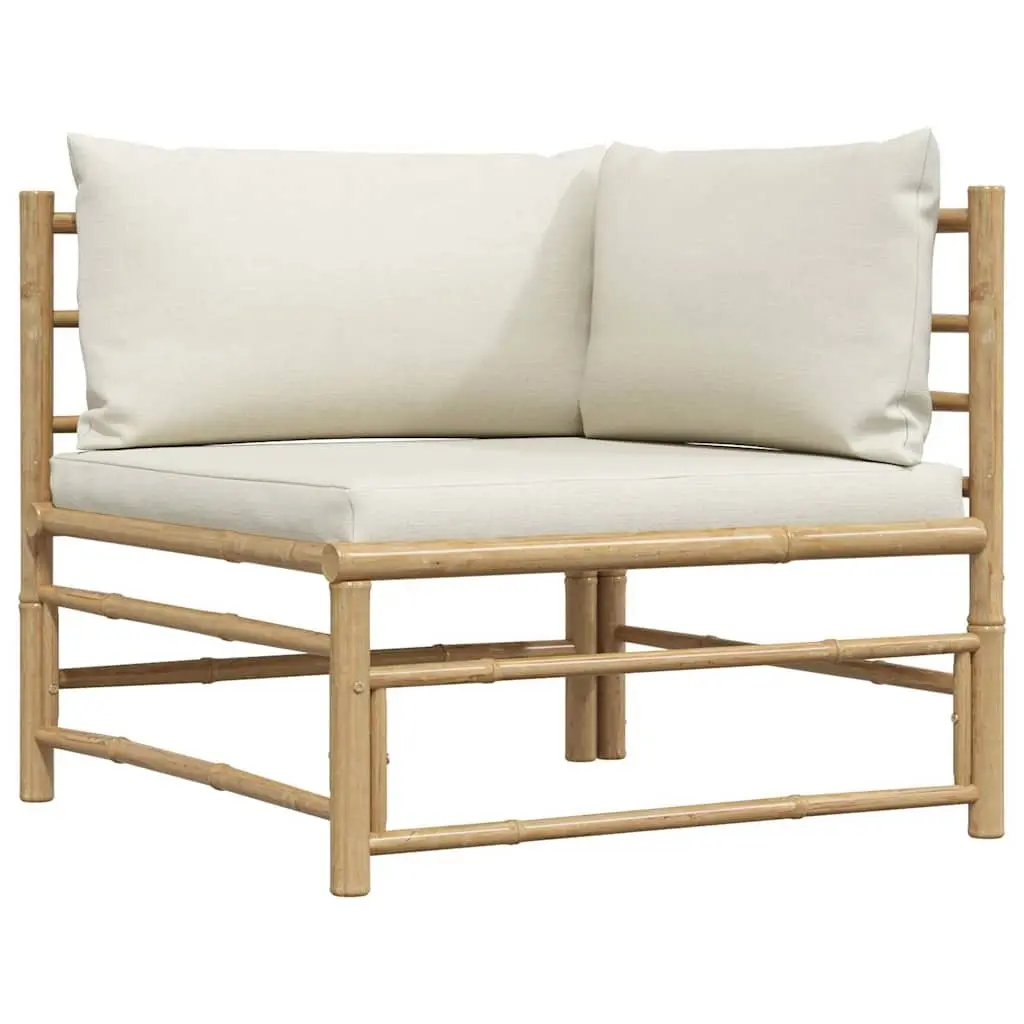 Bamboo Garden Lounge Set Modular Sectional Sofa with Cushions 2 Piece White