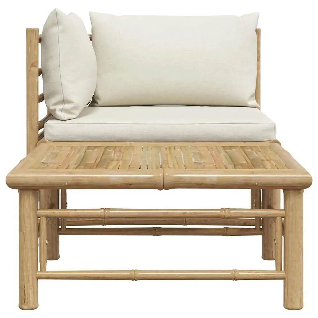 Bamboo Garden Lounge Set Modular Sectional Sofa with Cushions 2 Piece White