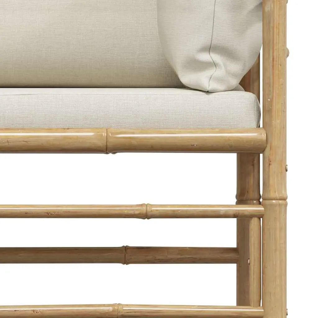 Garden Corner Sofa Modular Outdoor Lounge Set Cream White Cushions Bamboo