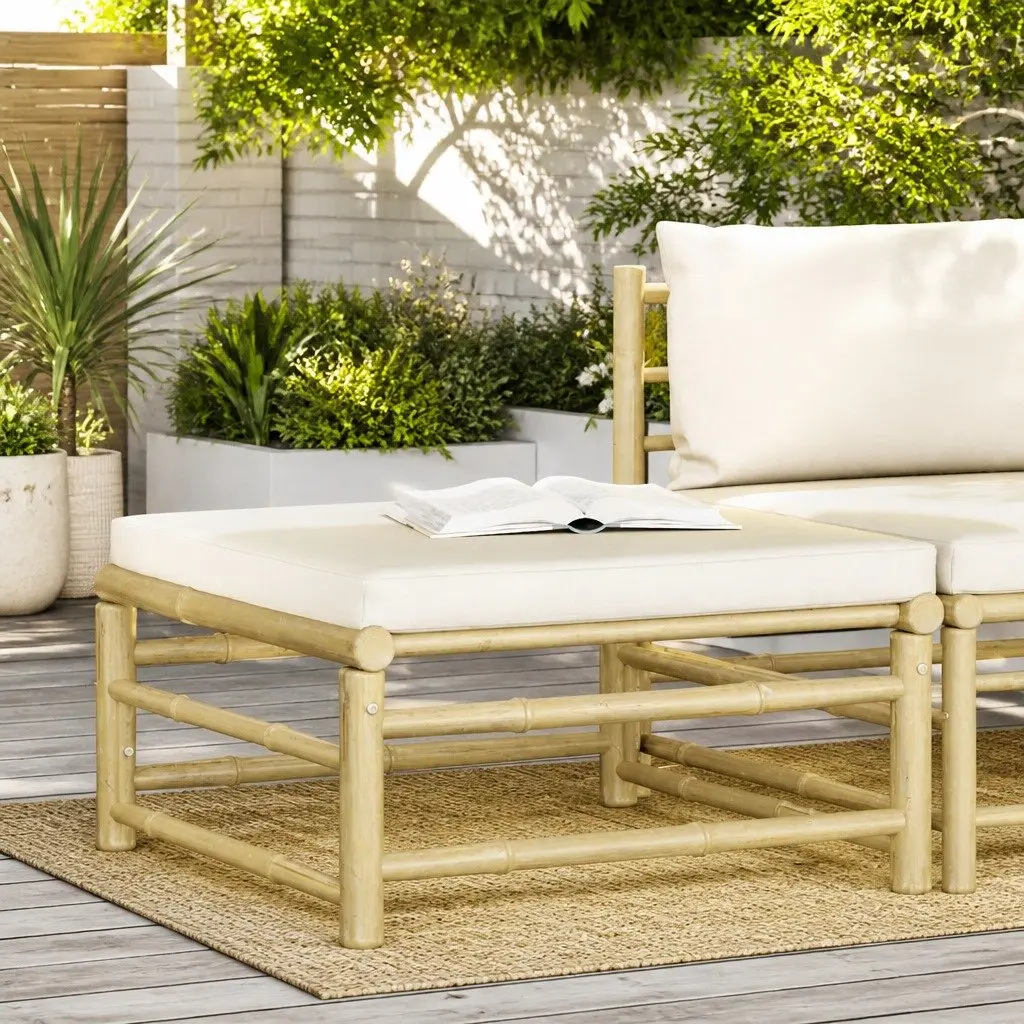 Bamboo Garden Footrest with Padded Cushion