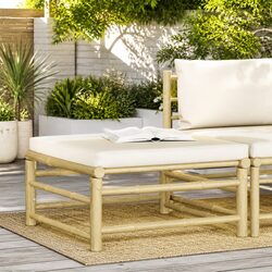 Garden Footrest Ottoman Bamboo Outdoor Patio Lounge Seat Cushioned Modular