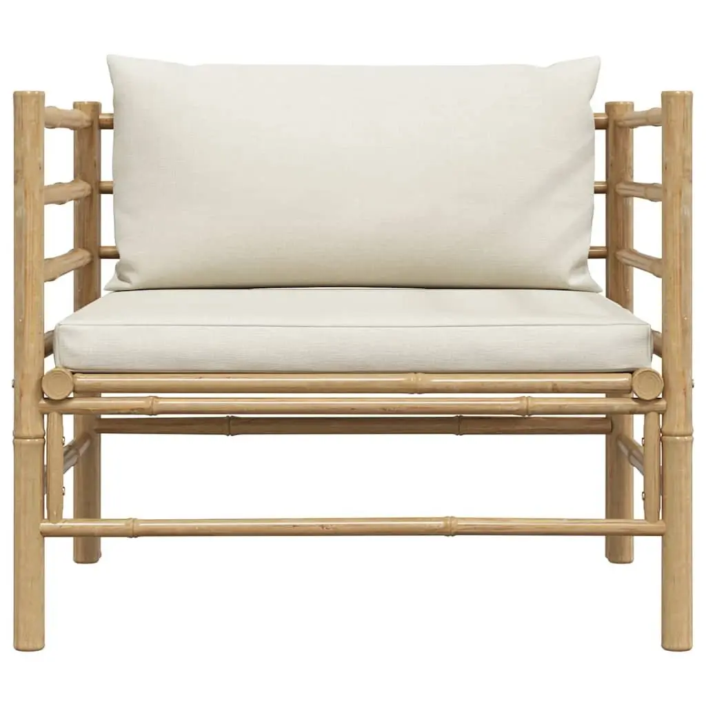 Garden Sofa Outdoor Lounge Seat Modular Bamboo Cream White Cushions