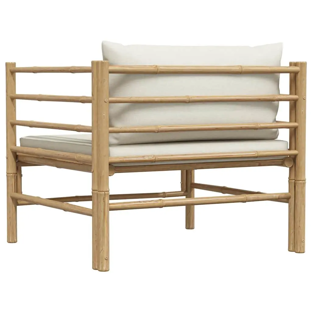 Garden Sofa Outdoor Lounge Seat Modular Bamboo Cream White Cushions