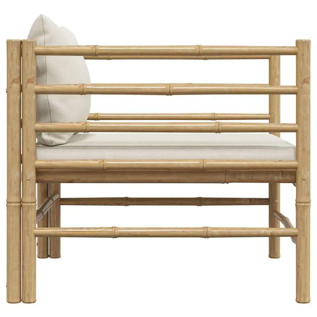 Garden Sofa Outdoor Lounge Seat Modular Bamboo Cream White Cushions