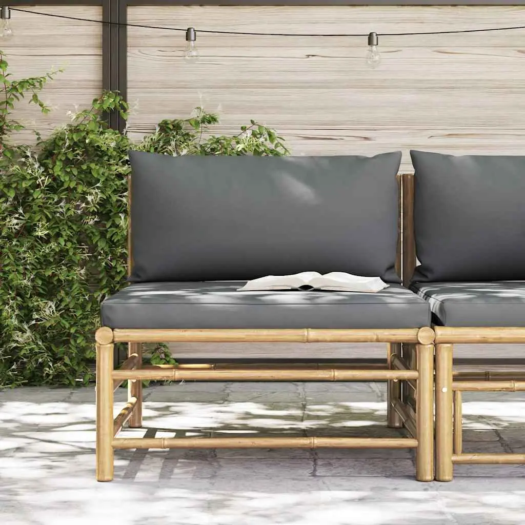 Garden Sofa with Bamboo Frame and Cushions