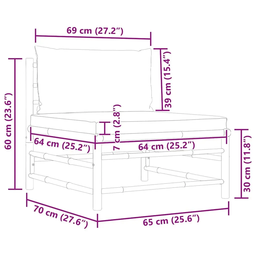Garden Sofa with Bamboo Frame and Cushions