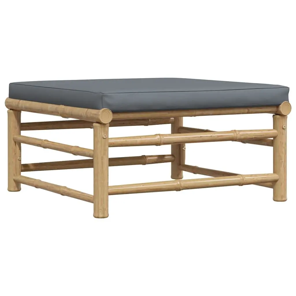 Garden Footrest Ottoman Outdoor Patio Lounging Seating Grey Cushion Bamboo