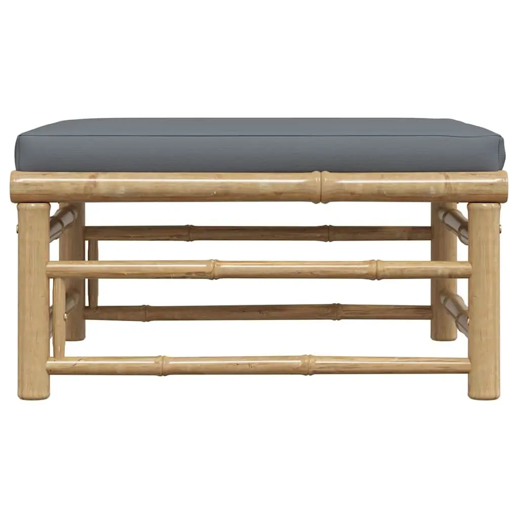 Garden Footrest Ottoman Outdoor Patio Lounging Seating Grey Cushion Bamboo