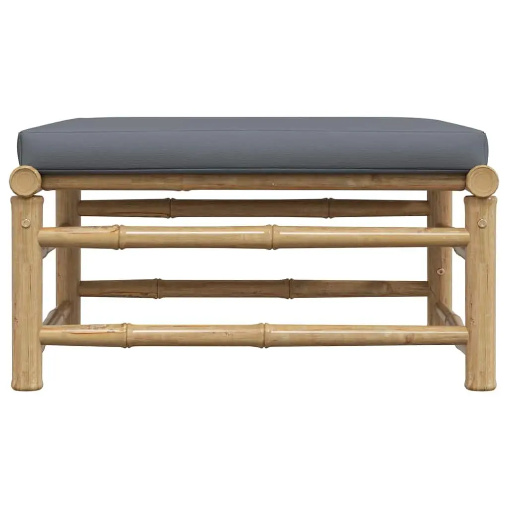 Garden Footrest Ottoman Outdoor Patio Lounging Seating Grey Cushion Bamboo